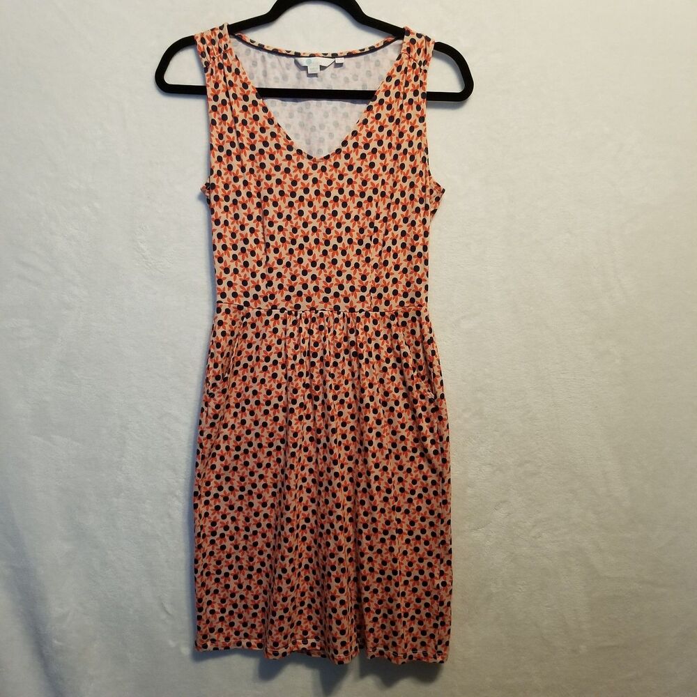 Boden 4R Dress Knee Length Melinda Floral V-Neck Jersey Knit Pink Preppy Cottage